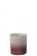 J-line T-Lichthouder Parels Glas Rood/Champagne Medium